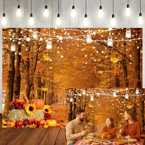 7x5ft Fall Forest Photography Backdrop Fall Harvest Backdrop Thanksgiving Background Pumpkin Decoration Party Backdrops Fall Photo Backdrop 185 - size: 7x5ft