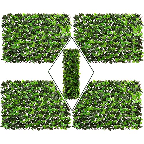 DOEWORKS Expandable Fence Privacy Screen for Balcony Patio Outdoor, 4PCS Faux Ivy Fencing Panel for Backdrop Garden Backyard Home Decorations - size: 16*45 Inch * 4 PC