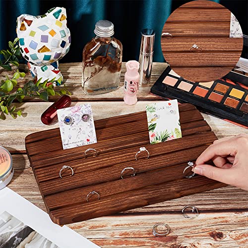 NBEADS Wood Earring Display Stands, 6 Slots Brown Jewelry Earring Ring Display Holder Wood Earring Card Holder Business Card Holder Display for Home Office Retail Store, 10.8x6.69 - color: 6 Slots Wooden Brown 10.8x6.69"