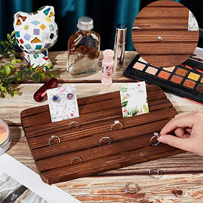 NBEADS Wood Earring Display Stands, 6 Slots Brown Jewelry Earring Ring Display Holder Wood Earring Card Holder Business Card Holder Display for Home Office Retail Store, 10.8x6.69 - color: 6 Slots Wooden Brown 10.8x6.69"