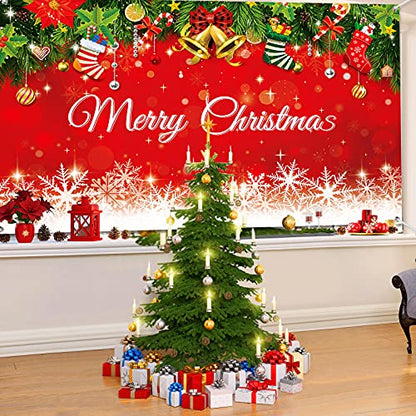 Irenare Christmas Backdrop Merry Christmas Banner Party Decoration Xmas Photography Background Photo Props for Winter Holiday New Year Eve Family Party Decoration Supplies(Snowflake) - style: Snowflake