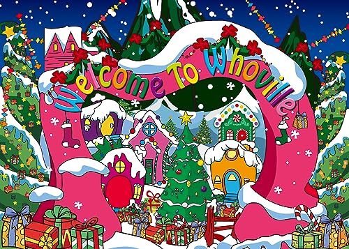 Welcome to Whoville Backdrop 10x8FT Winter Christmas Village Photography Background for Kids First Birthday Baby Shower Happy New Year Xmas Holiday Party Decoration Supplies Photo Props - size: 10x8FT