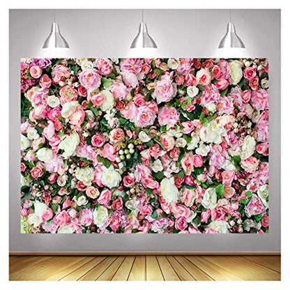 Spring Pink Rose Flower Theme Photography Backdrops 7X5ft Pink Floral Newborn Kids Wedding Bridal Shower Photo Background Anniversary Ceremony Couple Props
