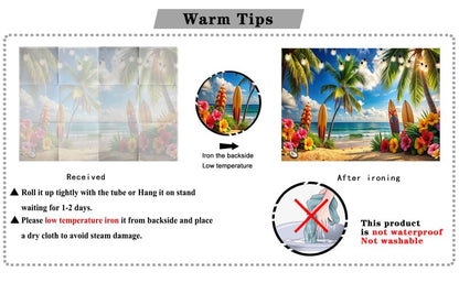 7x5ft Tropical Summer Beach Party Backdrops Hawaiian Luau Party Blue Sky Sea Background for Birthday Baby Shower Wedding Party Decorations 334