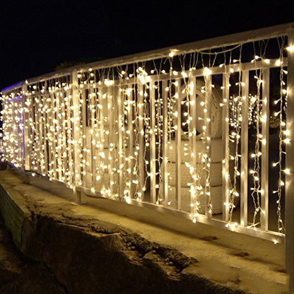 Twinkle Star 600 LED Window Curtain String Light for Wedding Party Home Garden Bedroom Outdoor Indoor Wall, Warm White - size: 600 LED