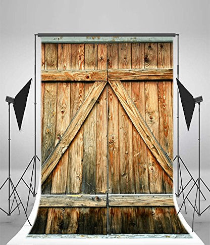 Laeacco 5x7ft Wood Backdrop Photography Background Barn Wooden Door Texture Rustic Grunge Countryside Background Portrait Studio Photoshoot Prop Favors Newborn Kids Baby Shower Children Birthday Party