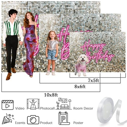 Birthday Party Backdrop 6X4 fLarge Photography Background for Girls Women Princess Theme Birthday Party Decoration,Party Photo Booth Banner Props Supplies Pink Neon Sign - size: 6X4 ft