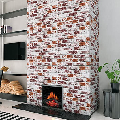 VaryPaper Rustic Painted Red Brick Peel and Stick Wallpaper Brick Contact Paper 17.7''x78.7'' 3D Faux Brick Wallpaper Self Adhesive Removable Wallpaper for Kitchen Backsplash Bedroom Walls Fireplace - color: Red, size: 17.7" x 78.7"
