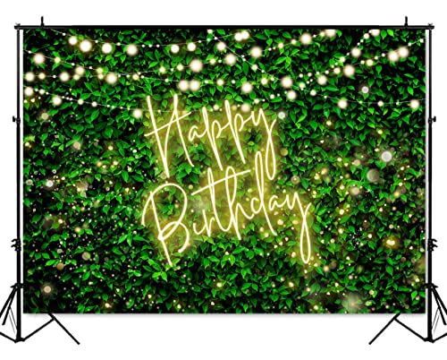 Mocsicka Green Leaves Happy Birthday Backdrop Jungle Safari Party Backdrops Birthday Decorations Nature Green Rustic Lawn Leaves Photography Background Photo Studio Props (Yellow, 8x6ft(96x72 inch)) - color: Yellow, size: 8x6ft(96x72 inch)