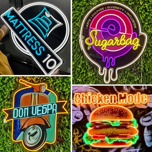 CIONAOR Custom Neon Sign, Personalized UV Printed LED Neon Sign LoGo Customizable for Business, Salon Beauty Nail Studios Light Up Name Sign, Images Neon Lighting Customized - size: Image Logo Custom