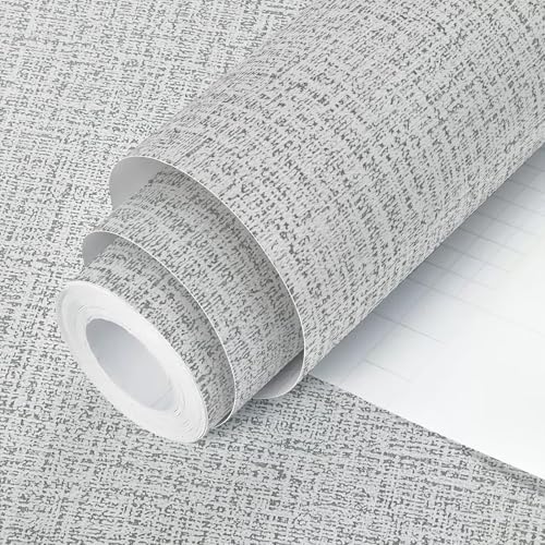 Grey Wallpaper Grasscloth Peel and Stick Wallpaper 17.7inchx393.7inch Textured Peel and Stick Grasscloth Removable Grey Contact Paper for Cabinets Self Adhesive Removable Wall Paper Vinyl - color: Grey-1, size: 17.7" x 393.7"