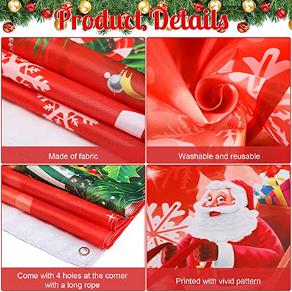 Irenare Christmas Decorations Merry Christmas Door Cover Xmas Background Banner Xmas Door Hanging Covers Photo Booth Props for Winter Party Decorations Supplies, 70.9 x 35.4 Inch(Vivid Style) - style: Vivid Style