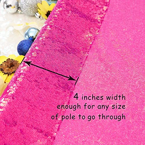 PartyDelight Hot Pink Sequin Backdrop Curtains 2x8ft 2 Panels High Density 3mm Shimmer Sequin Background Sparkly Photography Drapes for Wedding Bachelorette Parties Valentine's Sweet 16 Event Decor - color: Hot Pink, size: 24"W x 96"L (Pack of 2)