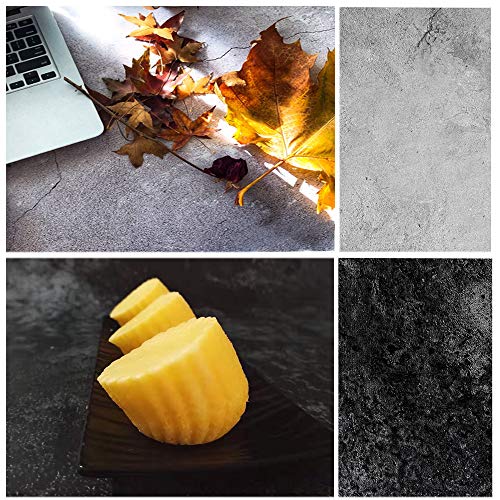 Meking 22x35inch Wood Concrete Backdrop Food Flat Lay Photography Backdrops Paper 2-in-1 Texture Backgrounds for Blogger YouTube Tabletop Product Studio Photo Shoot Props, 3 Pack - color: Set D