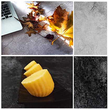 Meking 22x35inch Wood Concrete Backdrop Food Flat Lay Photography Backdrops Paper 2-in-1 Texture Backgrounds for Blogger YouTube Tabletop Product Studio Photo Shoot Props, 3 Pack - color: Set D