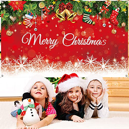 Irenare Christmas Backdrop Merry Christmas Banner Party Decoration Xmas Photography Background Photo Props for Winter Holiday New Year Eve Family Party Decoration Supplies(Snowflake) - style: Snowflake