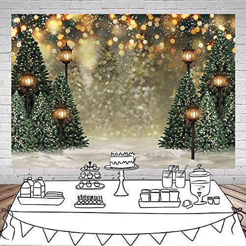 Mocsicka 10x7ft Christmas Tree Backdrop for Photography Glitter Bokeh Christmas Snow Photo Background for Wall Winter Family Xmas Holiday Pictures Background Party Supplies - size: 10x7ft