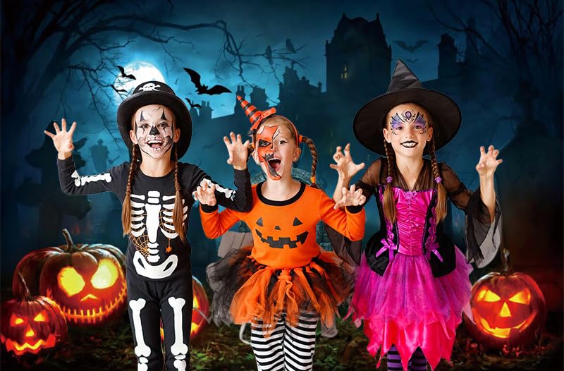 Halloween Cemetery Backdrop for Photography LFEEY Creepy Ghost Pumpkin Tombstone Skull Scary Night Misty Halloween Party Photo Background Trick or Treat Kids Boy Girl Birthday Studio Props 10x6.5ft