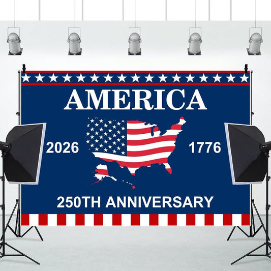 4th of July Backdrop Decorations 250th Anniversary USA Flag Patriotic Backdrop 5x3ft Banner Independence Day Photography Background Theme Party Decorations Supplies Photo Studio Props - color: Dark Blue, size: 5x3ft
