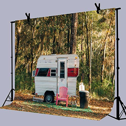Forest Camper Backdrops for Camping Themed Party Supplies Sunny Woods Outside Holiday Relax Banner 7x5ft Photo Booth Prop BJYYLU547 - size: vinyl-7x5ft