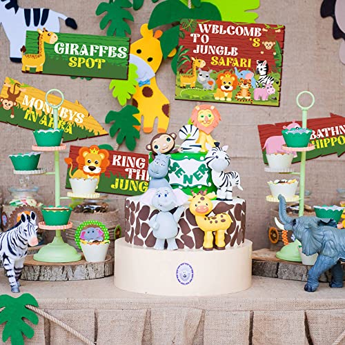 Hooqict 20 Pieces Safari Party Sign for Welcome to Jungle Safari Theme Party Decorations Directional Signs Classroom Wild Animal Birthday Party Decorations Zoo Party Supplies - style: Safari