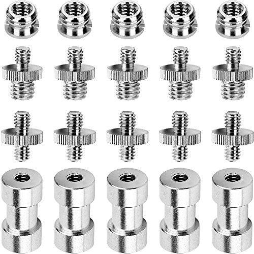 Anwenk 1/4 to 3/8 Screw Adapter Converter Threaded Screws Adapter Spigot Screw Mount Set for Camera Tripod Monopod Ballhead Flash Light Stand Shoulder Rig - color: Screw 20Pack