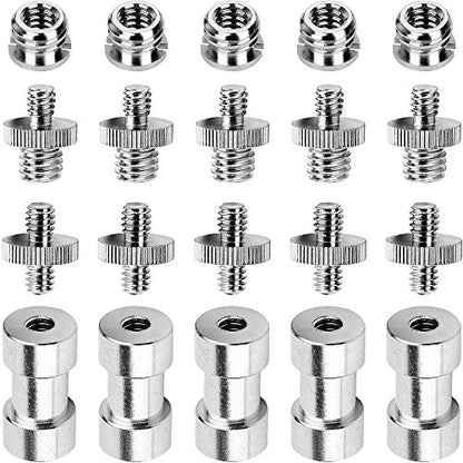 Anwenk 1/4 to 3/8 Screw Adapter Converter Threaded Screws Adapter Spigot Screw Mount Set for Camera Tripod Monopod Ballhead Flash Light Stand Shoulder Rig - color: Screw 20Pack
