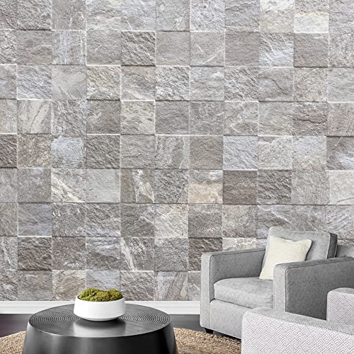 wall26 Removable Wall Sticker/Wall Mural Gray Stone & Brick Tile Pattern Abstract Shapes Digital Art Modern Art Decorative Panorama Multicolor Relax/Calm for Living Room, Bedroom, Office - 100"x144" - color: W28-2206-DOM12, size: 100"x144"