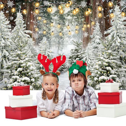 Avezano Winter Forest Backdrop Wonderland Snowflake Backdrop Snowy Christmas Tree Photography Background Winter Christmas Holiday Party Decorations Photo Booth Props (8x6ft) - size: 8x6ft