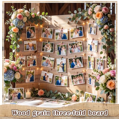 3 Pack Large Graduation Trifold Poster Board 40 x 28 Inch Wood Grain Photo Display Board Rustic Vintage Corrugated Project Boards for 2026 Grad Party Decoration Picture Collage Supply