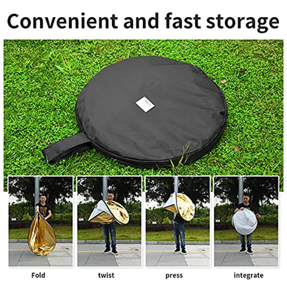 Godox 24″x36″/60x90cm Collapsible Photography Light Reflector, 5-in-1 Oval Multi Disc Diffuser with Carrying Bag - Gold, Silver, Black, White, Translucent for Video Studio Outdoor Lighting - size: 24″x36″/60x90cm
