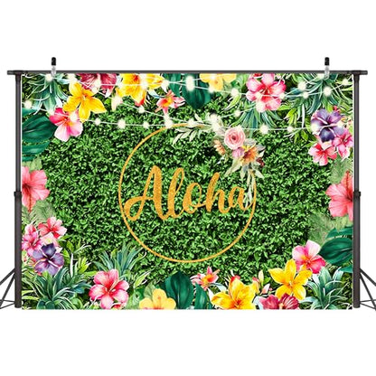 Aloha Summer Tropical Hawaiian Backdrop 6x4 FT Backdrops Luau Party Decorations for Adults Birthday Decor Baby Shower Banners Photography Background for Photo Booth Props - size: 6x4 FT