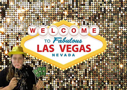 Welcome to Las Vegas Photography Backdrops 7x5ft Vinyl Fabulous Casino Poker Movie Themed Vintage Costume Dress-up Birthday Prom Ceremony Photo Background Studio Booth Props Supplies - size: 7x5 FT