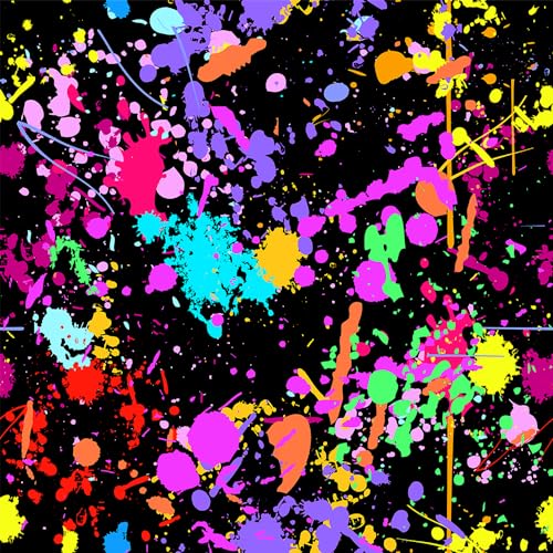 10x10Ft Neno Glow in The Dark Birthday Backdrops Colorful Graffiti Splash Paint Party Background Slime Happy Birthday Black Light Sleppover Party Decorations Birthday Banner, CEM123-10X10 - size: 10X10Ft