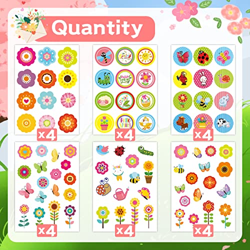 Joy Bang 344 Pcs Spring Stickers for Kids Flowers Stickers Butterfly Bug Animal Nature Sticker for Water Bottles Laptops Cards Envelopes School Classroom Spring Party Favors Supplies Gifts - style: Spring Flowers