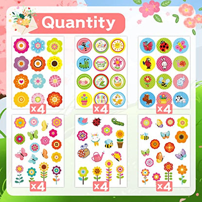 Joy Bang 344 Pcs Spring Stickers for Kids Flowers Stickers Butterfly Bug Animal Nature Sticker for Water Bottles Laptops Cards Envelopes School Classroom Spring Party Favors Supplies Gifts - style: Spring Flowers