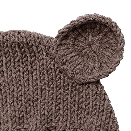 ECYC Newborn Baby Bear Hat Beanie with Bear Dolls Photography Accessories,Brown - color: Brown