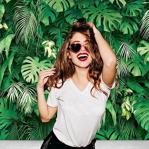 9x6FT Jungle Palm Wildlife Park Photography Background Baby Shower Friends Party Family Party Decor Photo Backdrop Green Tropical Palm Leaves Picture - size: 9x6FT