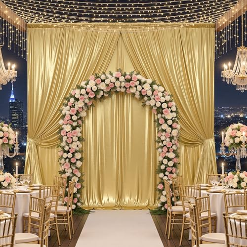 30ft x 10ft Gold Sequin Backdrop Curtain for Parties, Wrinkle Free Thick Glitter Photo Backdrop Drapes 6 Panels 5x10FT Back Drop Cloth Shiny Fabric for Wedding Birthday Photography Background - color: Gold, size: 5'W×10'H _6 Panels