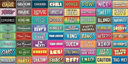 KING PROPS Best Photo Booth Props, Durable Business Pack Signs Photo Booth Perfect Wedding, Christmas, Birthday Reunions, Multicolor Waterproof Fun Signs Unique Photo Booth 64 Count Double Sided