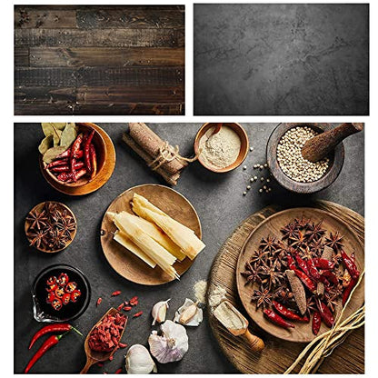 Food Photography Backdrops Paper 4 Pack Kit 22x34Inch/ 56x86cm Double Sided Photo Background Rolls Marble Wood Flat Lay for Product Jewelry Tabletop Prop Pictures, 8 Patterns