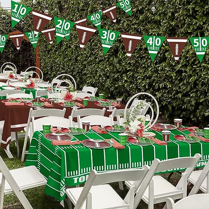 Football Party Decorations Disposable Tablecloth Plastic Touchdown Table Cover for Birthday Football Party Games Decoration 54 X 108Inch，2 Pack - style: FOOTBALL