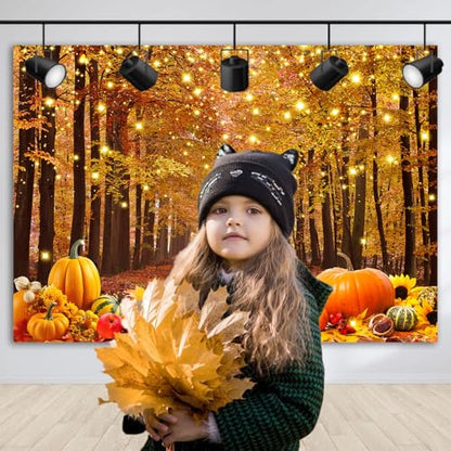 Fall Photo Backdrop Fall Photography Backdrop Thanksgiving Day Friendsgiving Party Decorations Autumn Maple Leaves Pumpkin Background Supplies Farm Harvest Banner 10x8ft - size: 10x8FT