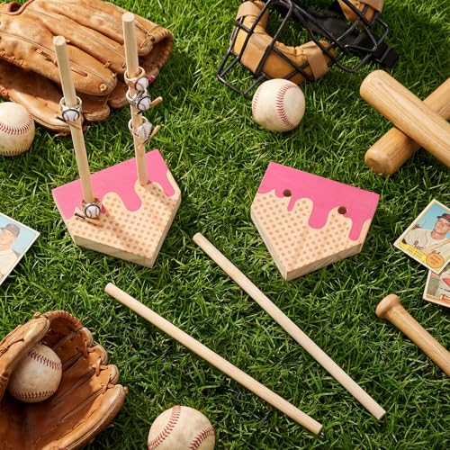 Amyhill 2 Sets Ice Cream Drip Baseball Ring Holder 10 Inch Wooden Softball Championship Ring Display Stand Stacked Storage Organizer Christmas Birthday Gift Ice Cream Drip Baseball Party Decorations
