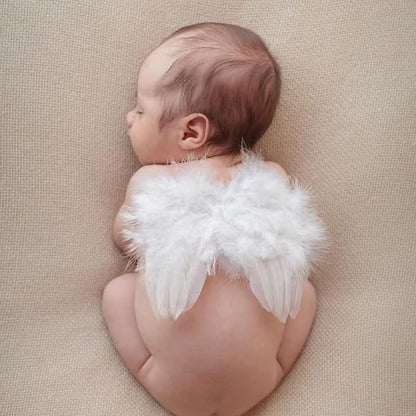 Holibeat 0-6M Baby White Fairy Feather Angel Wings with a Headband Newborn Photography Posing Props (White) - color: white