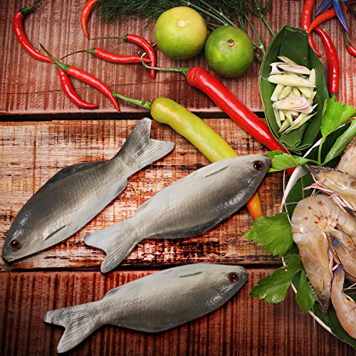 Gejoy 4 Pcs Fake Fish Realistic Toy Artificial Halloween Mode Small Plastic Sea Fish for Party Market Display Kitchen Decoration Photography Props