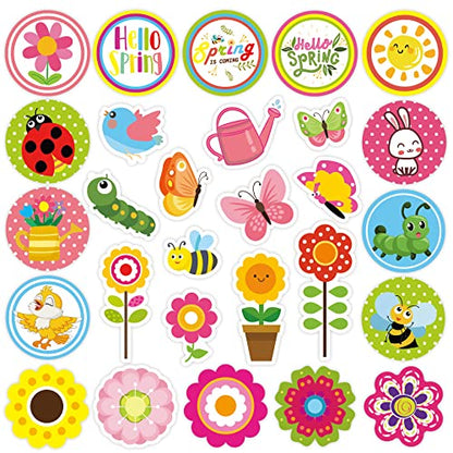 Joy Bang 344 Pcs Spring Stickers for Kids Flowers Stickers Butterfly Bug Animal Nature Sticker for Water Bottles Laptops Cards Envelopes School Classroom Spring Party Favors Supplies Gifts - style: Spring Flowers