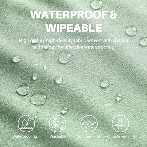 IVAPUPU Textured Linen Table Cloth for Rectangle Table - Sage Green Tablecloths Rectangular Waterproof Wrinkle Free Wipeable Dining Cover for Spring Wedding Birthday Kitchen Decor, 60 x 120 Inch - color: Sage Green, size: 120" x 60" (Rectangular)