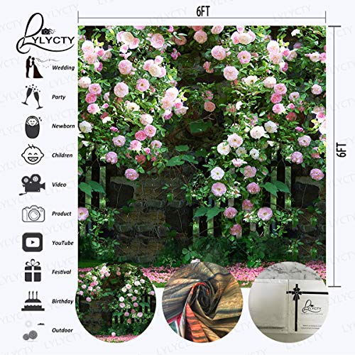 6x6ft Nature Scenery Photography Backdrop Pink Flower Floral Background for Wedding Themed Party Portrait Birthday Party Banner Photo Booth Studio Props BJLY66 - size: Vinyl-6x6FT