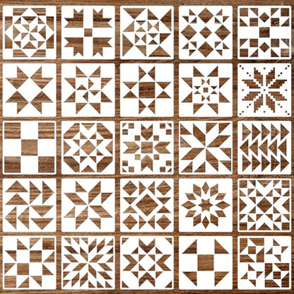 Barn Quilt Stencil 6inch Quilt Block Stencils Reusable Drawing Templates Stencils for Painting on Wood Canvas Fabric - style: Barn Quilt